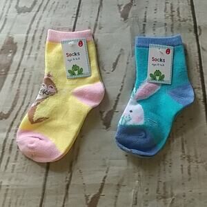 Bunny Print Colorful Kids Socks (2 pair) Size 5-6.5